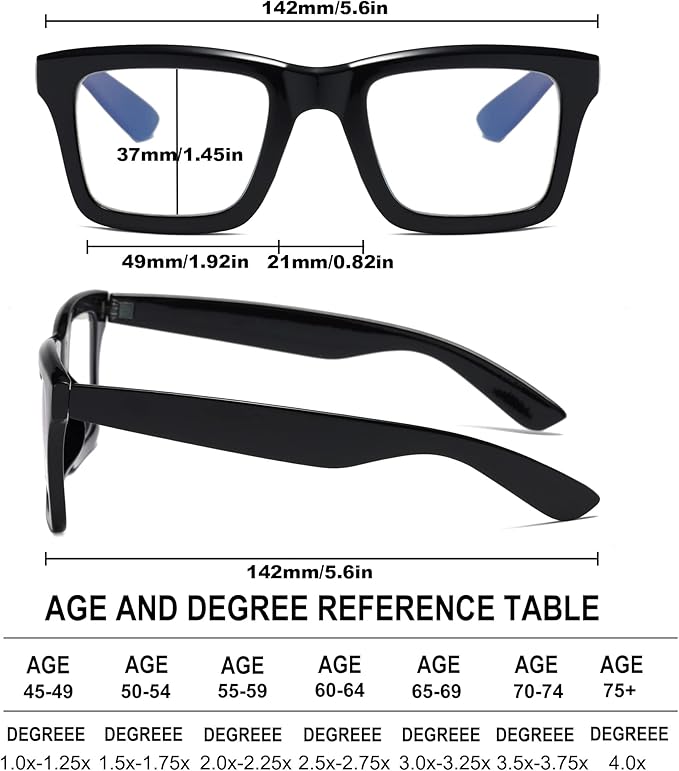 4 Pack Oprah Style Reading Glasses for Women Men Blue Light Blocking Computer Square Metal Spring Readers