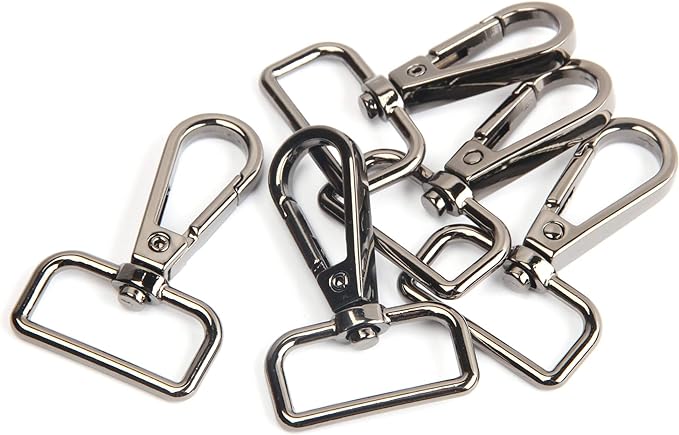 JWBIZ 16 Pcs D Ring Swivel Lobster Claw Clasp, Push Gate Snap Hooks Trigger Clips (Gun Black, 34 inch)