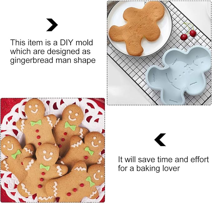 DOITOOL Silicone Cake Molds 2pcs Christmas Gingerbread Man Molds Christmas Silicone Mold Candy Molds Trays for Christmas Baking Gingerbread Cake Muffin Cookie Making Chocolates Silcone Molds