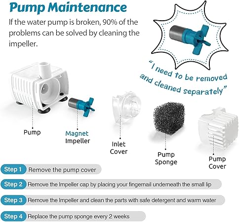 ORSDA Cat Water Fountain Pump for D30 D60 Fountain, Water Pump Replacement No LED Light, Pet Water Fountain Motor Replacement for Stainless Steel Cat Dog Water Dispenser (Water Pump)