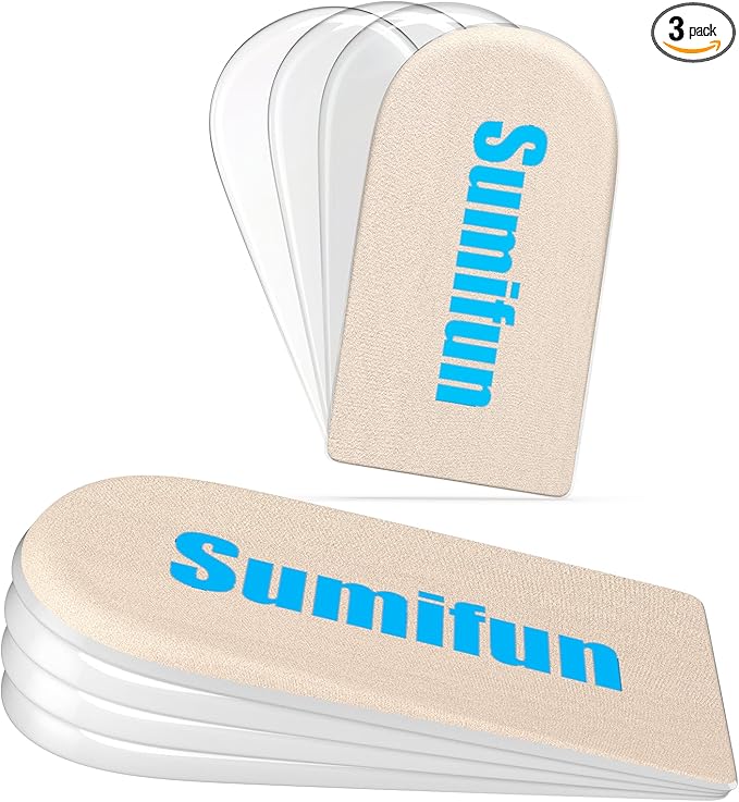 Sumifun Heel Lift, 3-layer gel shoe lifts for women with irregular legs, adjustable orthopedic heel lifts for heel pain and length discrepancy