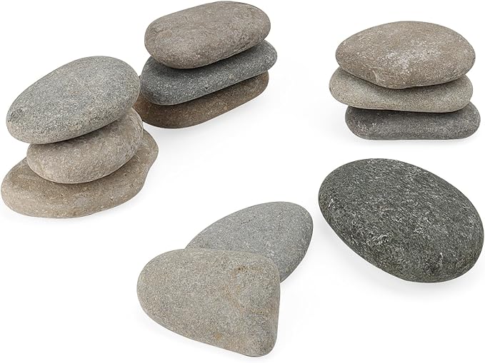 SHEUTSAN 9 PCS 3-4 Inch River Painting Rocks, Crafts Stones, Flat Rocks, Smooth Painting Stone for DIY Project, Hand Crafts