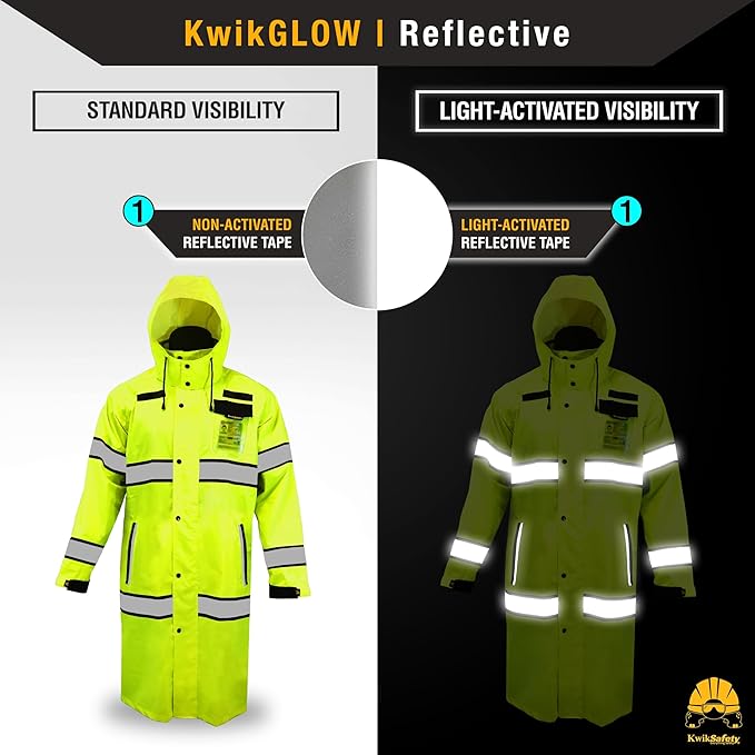 KwikSafety - Charlotte, NC - TORRENT High Vis Rain Jacket Trench Coat ANSI OSHA Compliant