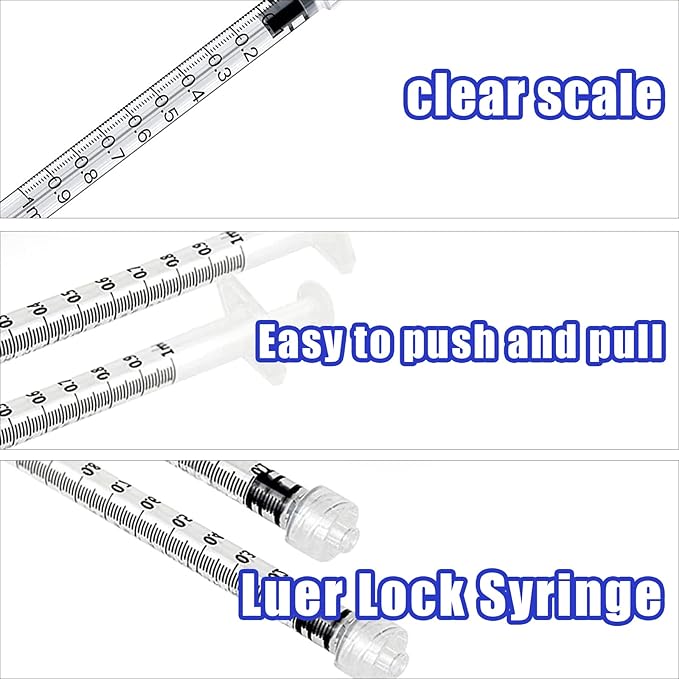 12 Pack 3ml Plastic Luer Lock Syringe, Measuring Syringe Individually Sealed for Scientific Labs, Measuring Liquids, Feeding Pets, Oil or Glue Applicator (3ml, 12)