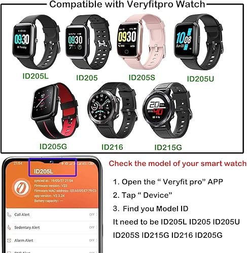 ViCRiOR Bands Compatible with ID205L Smart Watch, 19mm Quick Release Soft Silicone Fadeless Pattern Printed Floral Replacement Band for ID205L, ID205G ID205 ID205U ID205S