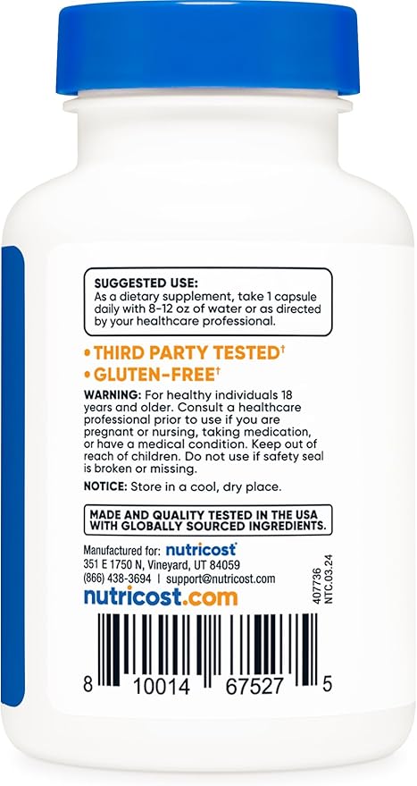 Nutricost Tudca 250mg, 60 Capsules (Tauroursodeoxycholic Acid) - Premium Quality