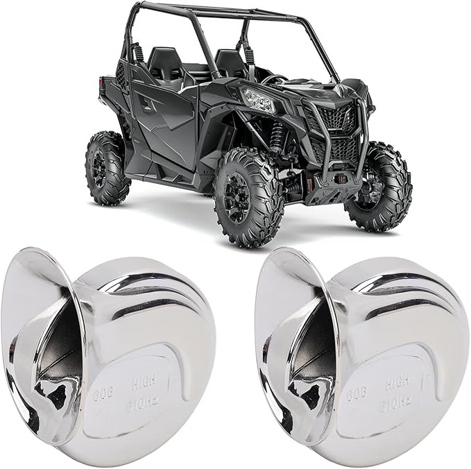 12V Universal UTV Horn Kit Delivers high Sound Quality, Stable Circuit Output, Versatile fit for Polaris RZR General Ranger, Cat Wildcat Trail, for Maverick, Teryx,