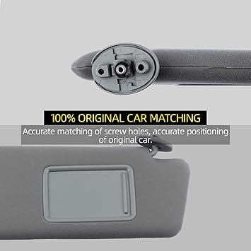 Dasbecan Right Passenger Side Sun Visor Compatible with Toyota Tacoma 2005 2006 2007 2008 2009 2010 2011 2012 2013 2014 2015 Visor Assembly Without Light 74310-04081-B0 Gray