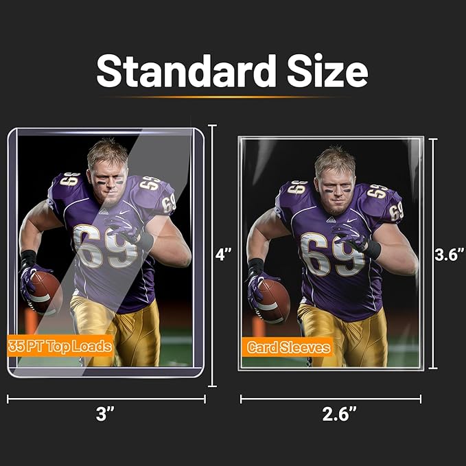 200 Top Loads for Trading Cards Hard Plastic Holders Penny Sleeves, 3" x 4" Acid-Free Protectors for Sports and Collectible Cards Durable, Clear Storage Display Sleeves