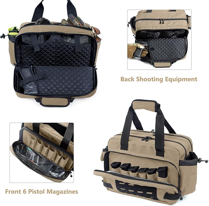 Pistol Range Bag Shooting, Gun Bag for Pistols, Gun Case for Handguns, Ammo Bag, Gun Case for Handguns, Tactical Range Bag, Gun Carrying Bag, Gun Range Accessories
