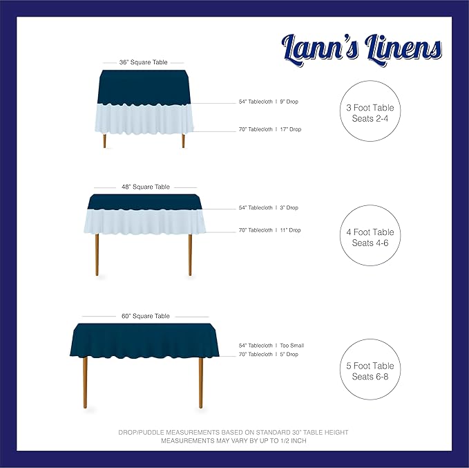 Lann's Linens - 70" Square Premium Tablecloth for WeddingBanquetRestaurant - Polyester Fabric Table Cloth - Hunter Green