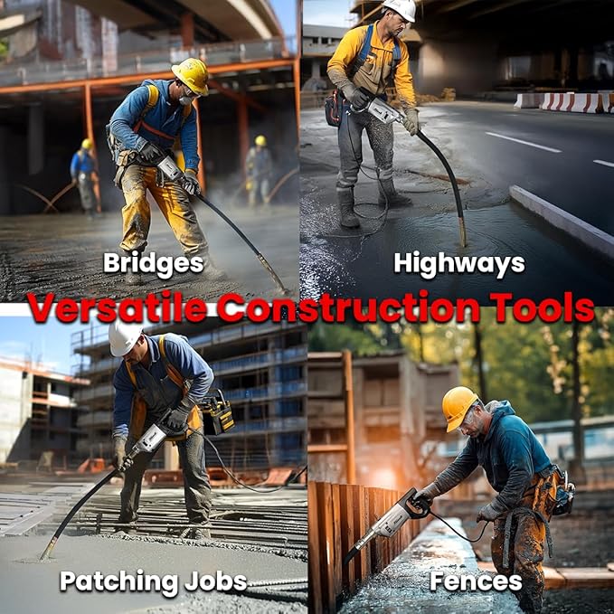 XtremepowerUS 2200W Portable Hand Held Concrete Vibrator Electric 5" ft Long Shaft Construction Mixer Cement
