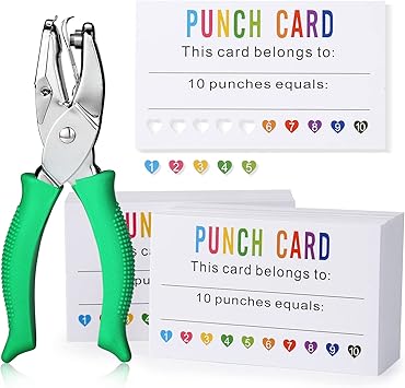 ONEDONE Punch Cards 200 Pack Reward Punch Cards with Heart Shape Hold Puncher Behavior Incentive Awards for Kids Students Teachers Home Classroom School Business Loyalty Cards - 3.5" x 2"