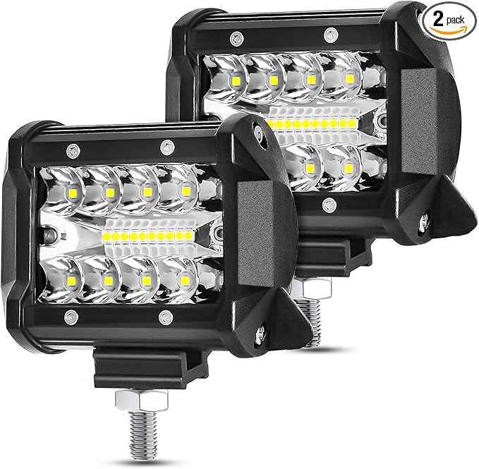 4 Inch 120W LED Light Bar 12000LM Spot Flood Combo Off Road Triple Row Work Driving Fog Light for Pickup Truck ATV UTV SUV Boat 2PCS