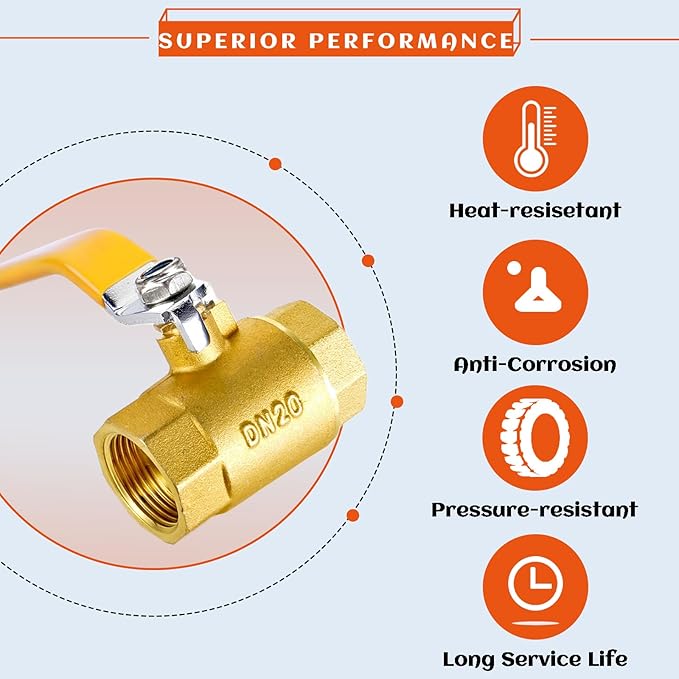 2- Pack 34" Full Port Ball Valve Brass, 34 Inch NPT Brass Valve,34" Female x 34" Female Thread Heavy Duty Brass Shut Off Valve Water, Oil and Gas