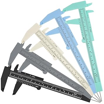 Frienda 5 Pieces Eyebrow Measuring Ruler Brow Mapping Tool Mini Vernier Caliper Double Scale Plastic Sliding Gauge Ruler for Micro Blading Eyebrow Tattoo Brow Artists(Fresh Colors)