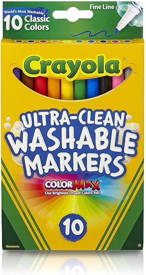 Crayola Ultra-Clean Fine Line Markers -Classic Colors 10Pkg