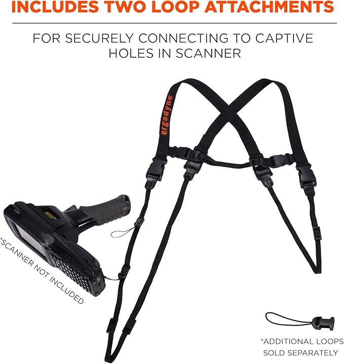 Ergodyne - 19163 Squids 3132 Barcode Scanner Harness, Black, Small