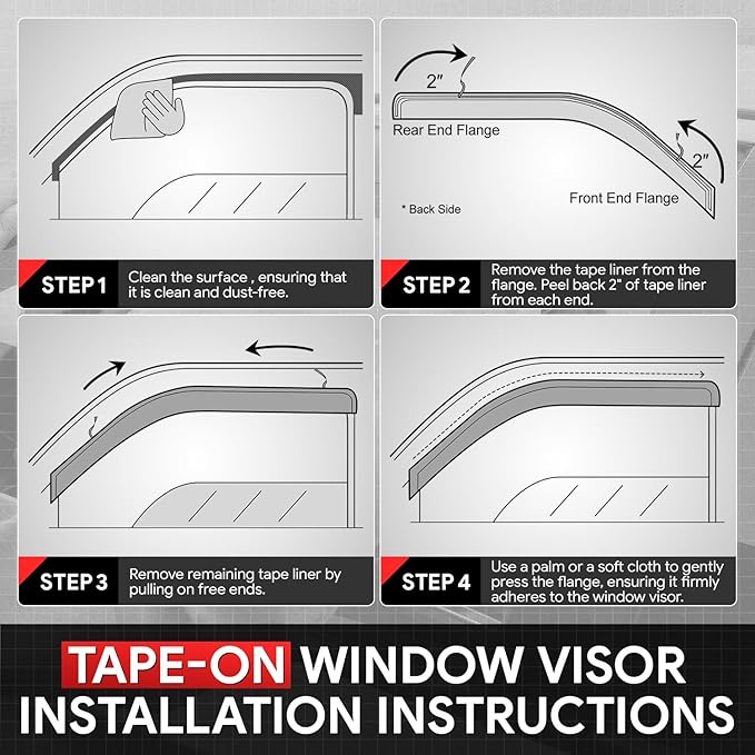 DNA MOTORING Front, Rear, Left, Right Window Visor Deflector RainSun Guard Compatible with Kona 2018-2024, WVS-307