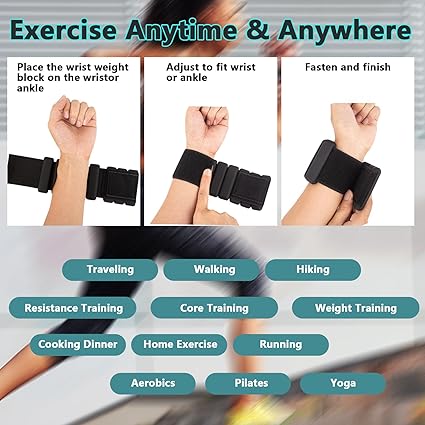 Pilates Ankle Weights and Wrist Weights for Women, Leg Weights and Arm Weights Set of 2 (1 LB2 LBS Each), Adjustable Yoga, Dance, Barre, Walking, Gym Workout