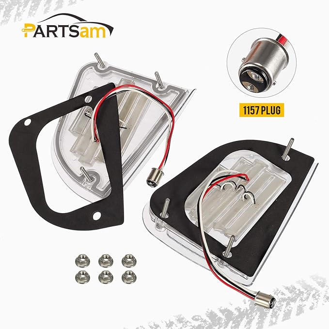 Partsam Clear Lens 29 Amber LED Front PTC Light Assembly Replacement for Kenworth T600 T660 K300 T300 T330 Front LED Turn Signal Lights and Parking Lights Lamps, LH RH, 1157 Plug