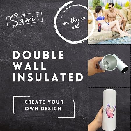 20 OZ Sublimation Skinny Tumbler with Lid, Straw, Vacuum Insulated Double Wall, White Stainless Steel, 1 pack, single