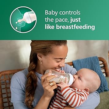 Philips Avent Natural Glass Baby Bottles with Natural Response Nipples (Medium Flow, Flow 3), 8oz, 4-Pack, SCY91304