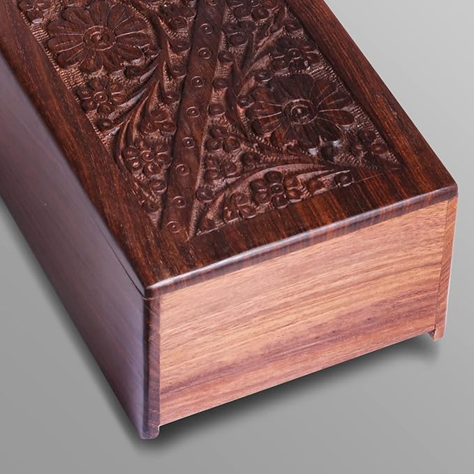 Wooden Keepsake Urn Box for Human Ashes, Cremation Memorial Urn Box, Handcarved Decorative Urn, Wooden Box Urn for Pets, Cat, Infant, Adult Memorial Urns, Burial Urns for Ashes- Small