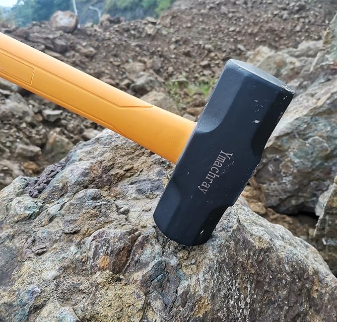 10 LB Sledge Hammer with Heavy Duty Construction, 35-Inch Fiberglass Handle, Overstrike Protection, Textured Grip