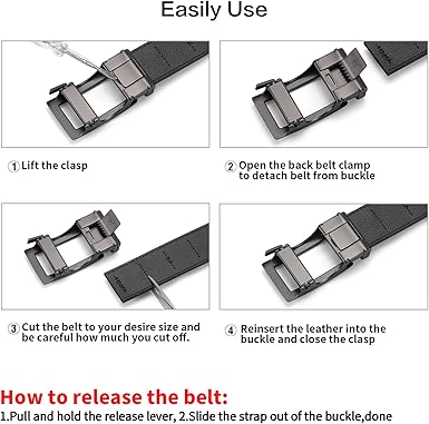 SENDEFN Men's Leather Casual Belt 1 38" Automatic Ratchet Belts Adjustable Click Buckle Belts with Gift Box for Dress