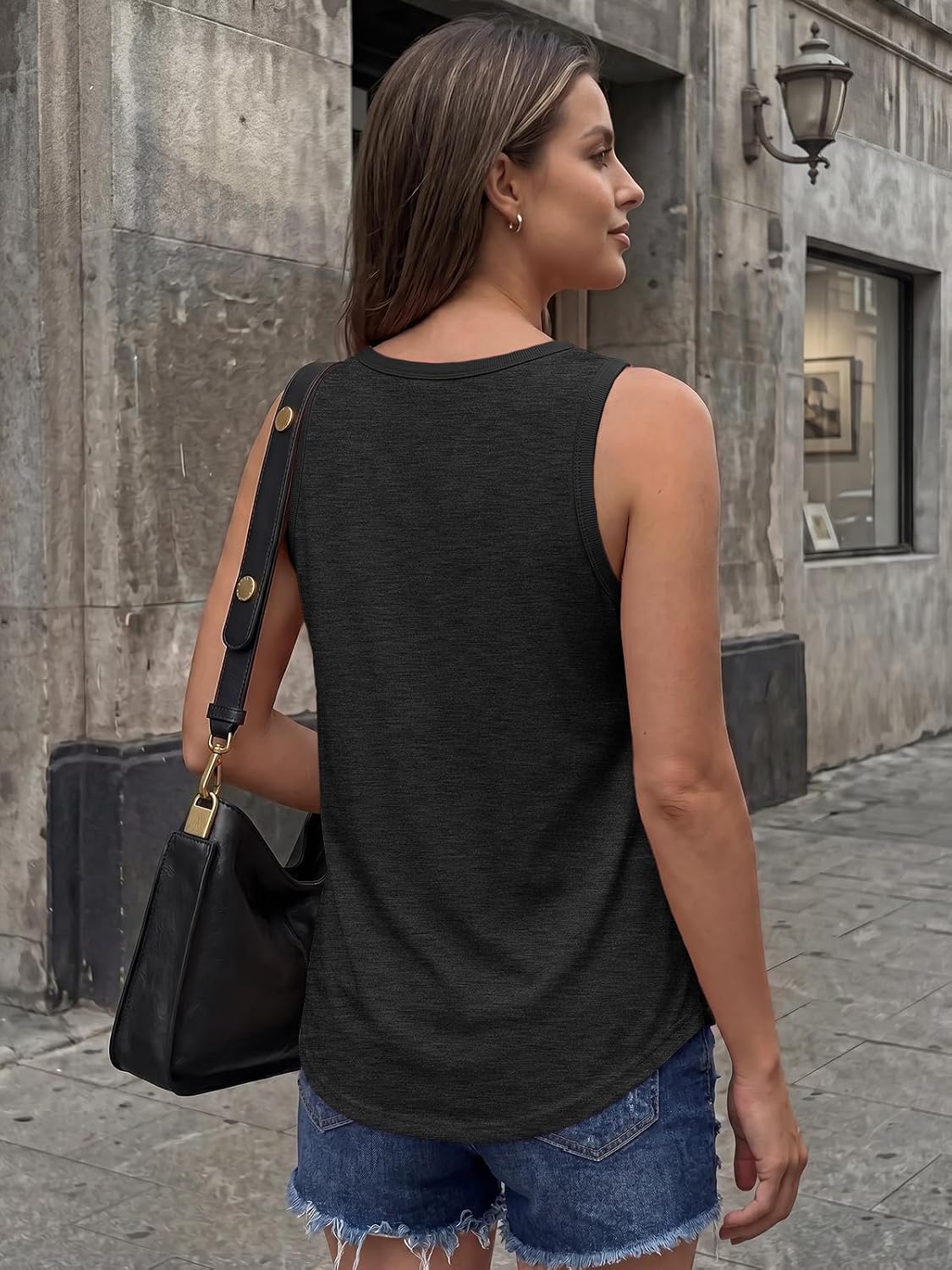 Soft, lightweight, and stretchy tank tops with loose, flowy fit and square neckline for casual summer wear.