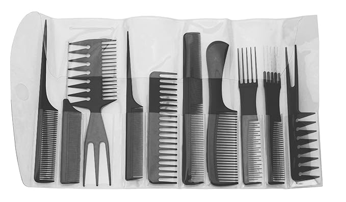 Diane D7901 Assorted Comb Kit - 10 PC Set (Black)