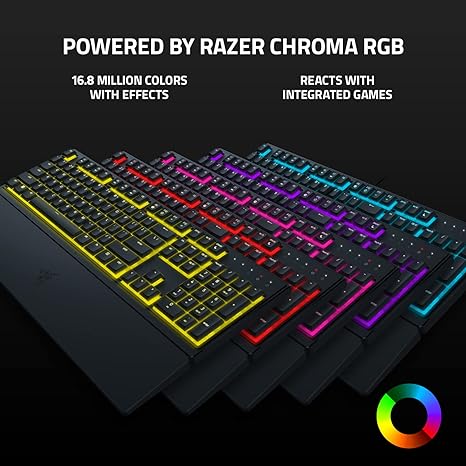 Razer Ornata V3 X Gaming Keyboard: Low Profile Keys - Silent Membrane Switches - Spill Resistant - Chroma RGB Lighting (REFRUBISHED - Does not have the Ergonomic Wrist Rest Snap)