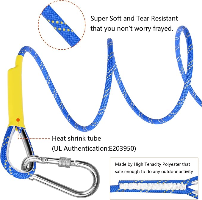 X XBEN Outdoor Climbing Rope 10M(32ft) 20M(64ft) 30M(96ft) 50M(160ft) 70M(230ft) 152M(500FT) 352M(1000FT) Static Rock Climbing Rope for Escape Rope Ice Climbing Equipment Fire Rescue Parachute