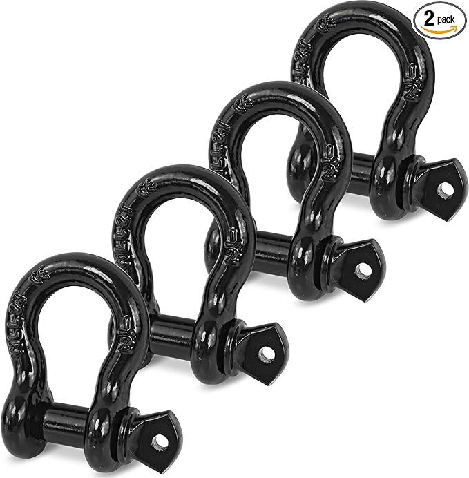 D Ring Shackles, 12" Clevis Shackle with 916" Screw Pin 26,400Ibs Break Strength, Rugged Off Winch Shackle Heavy Duty Shakcles (Black) Accessories for Jeep Pickup Trucks SUV Trailer ATV UTV