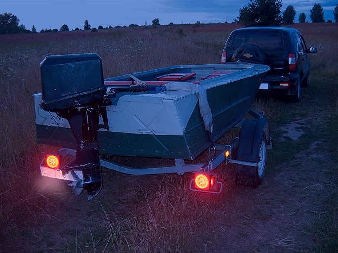 LINKITOM New Halo Submersible LED Trailer Light, Super Bright Brake Stop Turn Tail License Lights for Camper Truck RV Boat Snowmobile Under 80" Inch