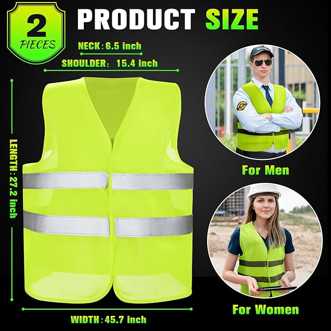 JaGely High Visibility Safety Vest, Bulk Reflective Mesh Safety Vest for Men and Women, Work, Cycling, Runner, Neon