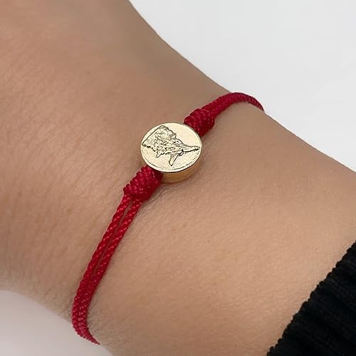 St Michael Archangel Coin Medal on Adjustable Red Cord Wrist Adjustable Bracelet (Red)