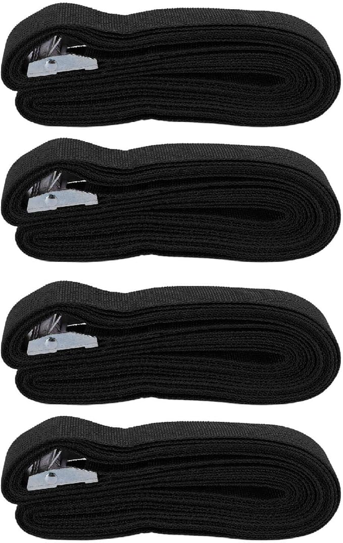 Luggage Tie Down Strap Heavy Duty Flexible Secure Hold 4 Suitcase Straps Quick Release Buckles for Camping (Black)