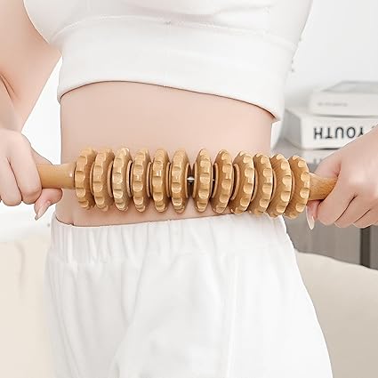 Wood Massage Roller Wood Therapy Massage Tools Body Roller Cellulite Roller Fascia Blaster Wooden Massager for Lymphatic Drainage, Maderoterapia, Pain Relief(Curved)