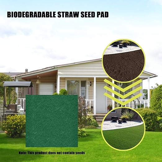 Biodegradable Grass Seed Mat, Biodegradable Grass Seed Mat Quick Plant Repairour Grass Seed Pad Ultra Light Lawn Mat Gardening Ecological Blanket 10m x 0.2m, Seed Not Include Artificial Grass Rug Gra