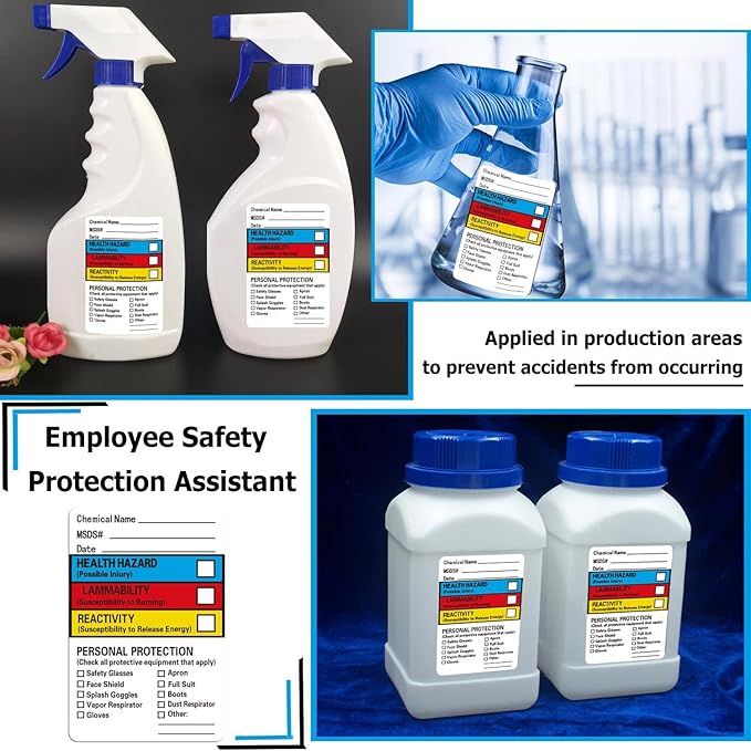 SDS Stickers/MSDS Stickers for Chemical Safty Data 2 X 3 Inches - Chemical Identifying and Labeling Sticker Decals - 250 HIMG Write-in Labels