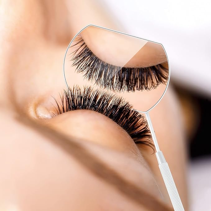 2 Pieces Lash Mirror for Eyelash Extensions Large Square Stainless Steel Eyelash Mirror Lash Tools(White)