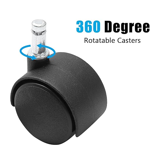 5pcs 1.5 Inch Swivel Caster Wheels, M8 Circlip Stem Caster Wheels, Heavy Duty Casters, Black Nylon Wheels Replacement for Furniture, Table, Cabinet, Shelf