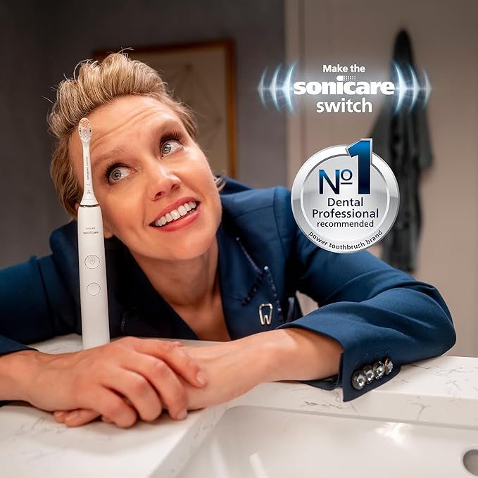 Philips Sonicare 4100 Rechargeable Electric Toothbrush, with Pressure Sensor, 2 Intensity Settings, SmarTimer and QuadPacer, 14-Day Battery Life, White, Model HX368123