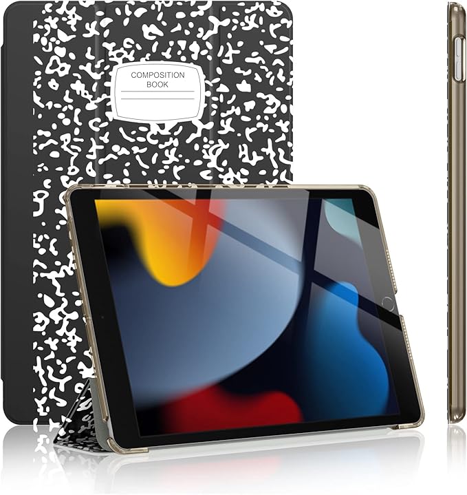 Soke Case for iPad 9th Generation 2021 iPad 8th Gen 2020 iPad 7th Gen 2019, Slim Trifold Stand Auto WakeSleep, Premium Protective Hard PC Back Cover for Apple iPad 10.2 Inch (Book Black)