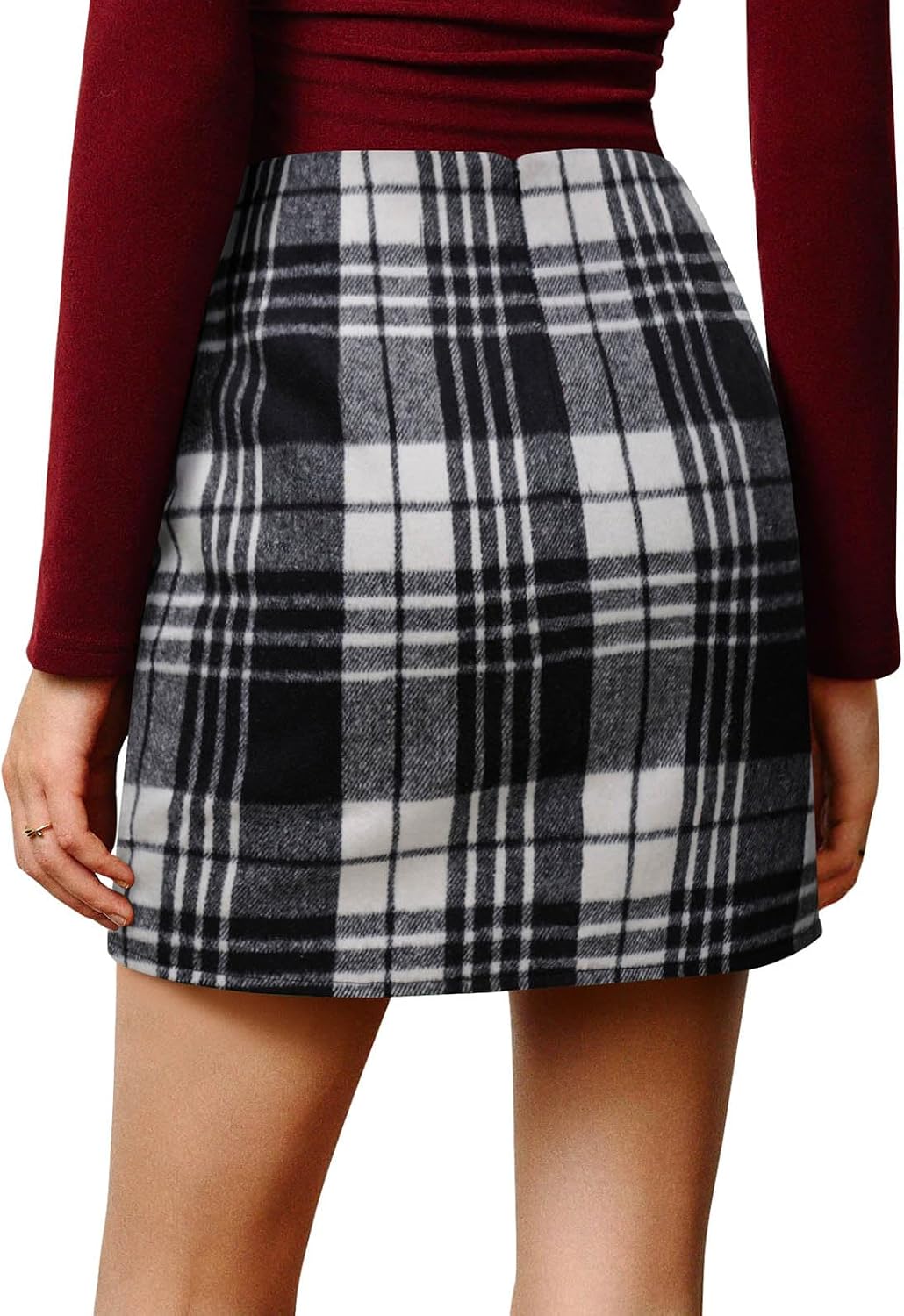 NIMIN Plaid Mini Skirts for Women High Waisted Fall Winter 2026 Fashion Bodycon Pencil A-Line Skirt.