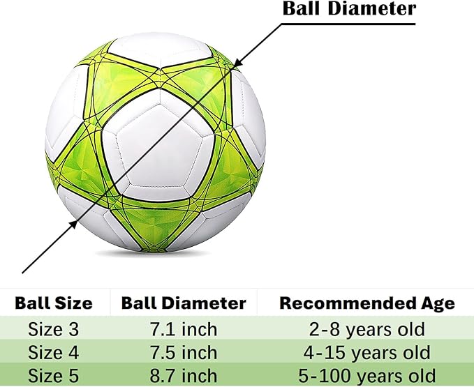 Soccer Ball Size 3,4,5 Soft PU for Practice Training Gift Boys Girls Kid Come with Pump and Needle