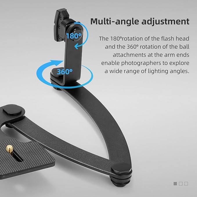 GODOX MF-DB Flexible Flash Bracket with Dual Flash Mounts Aluminum Alloy 360°Rotatable Head for Dental Photography Portrait Macro Photography Compatible with Nikon/Sony DSLR Cameras