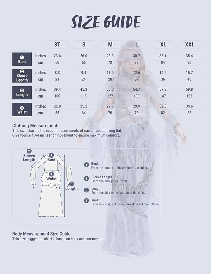 Spooktacular Creations Halloween Haunting Beauty Ghost Girl Costume, Scary Ghost Dress Midnight Costume for Halloween
